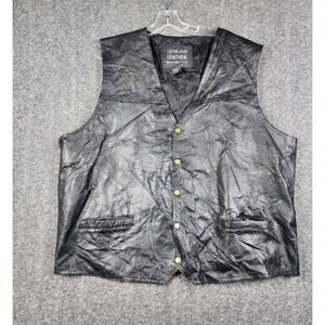 Navarre Leather Patchwork Vest Mens XXXL Black Biker Snap Button RN84256